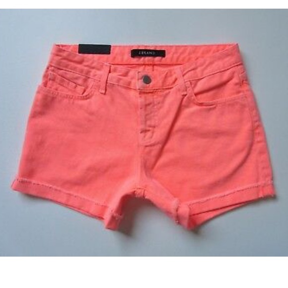 J BRAND JOANIE Low Rise Boy Fit Shorts 27 neon orange jeans short - Picture 9 of 11